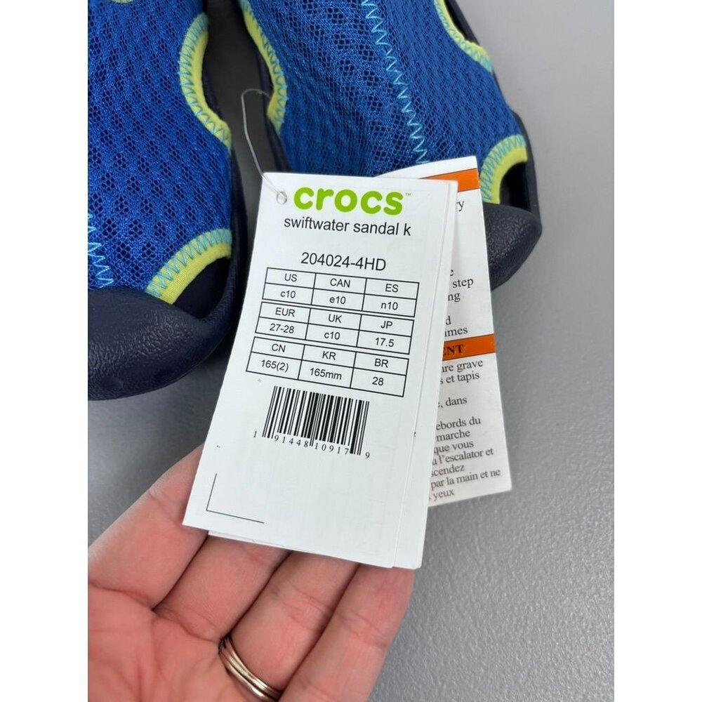 Crocs youth 10c blue swiftwater sandal K childrens water shoes mesh closed‎ toe - Picture 4 of 5